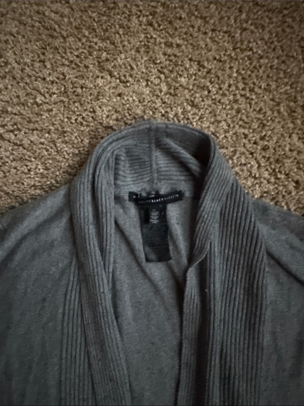 White House Black Market Gray Open-Front Ribbed Trim Cardigan - Picture 3 of 7